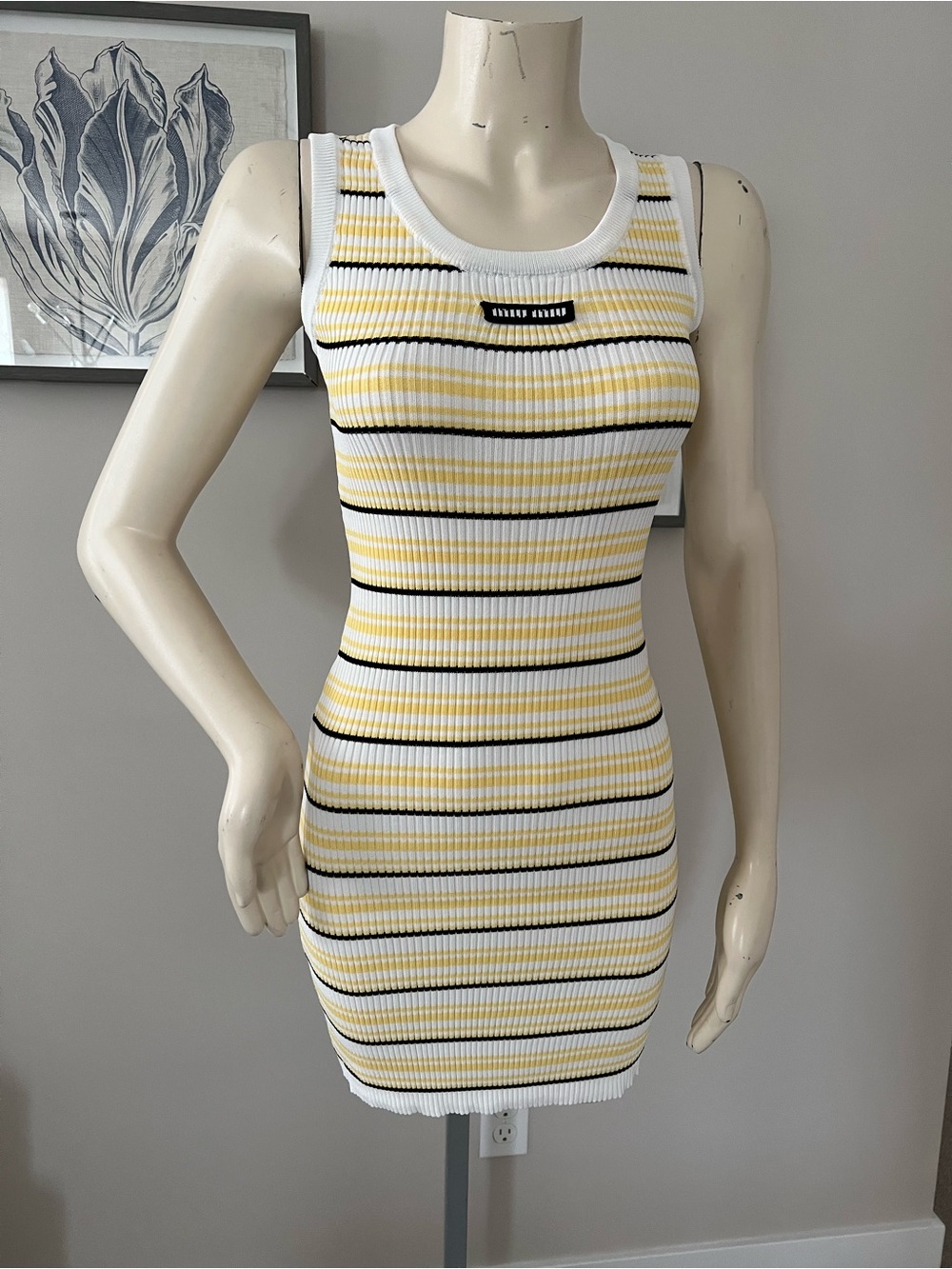 NWT — Yellow & White Striped Ribbed Mini Dress - Picture 4 of 13